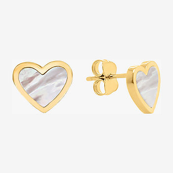 White Mother Of Pearl 14K Gold 9mm Heart Stud Earrings - JCPenney