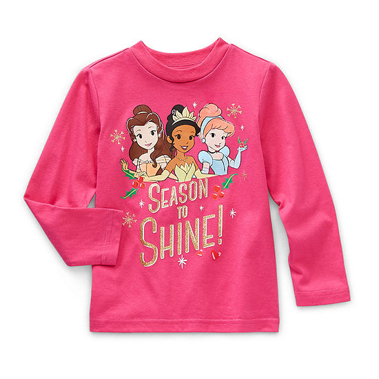 Okie Dokie Toddler Girls Princess Crew Neck Long Sleeve T-Shirt