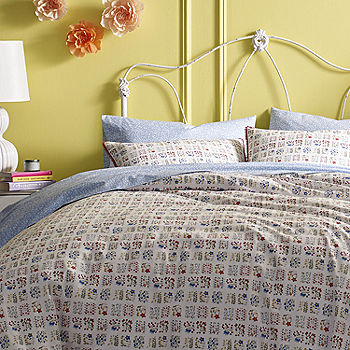 Lady Pepperell Floral/Botanical Cotton Comforter Set, King, Pink 