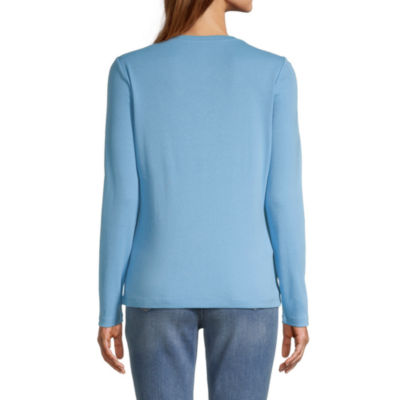 St. John's Bay Womens V Neck Long Sleeve T-Shirt