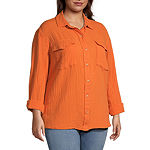 a.n.a Plus Womens Long Sleeve Adaptive Regular Fit Button-Down Shirt