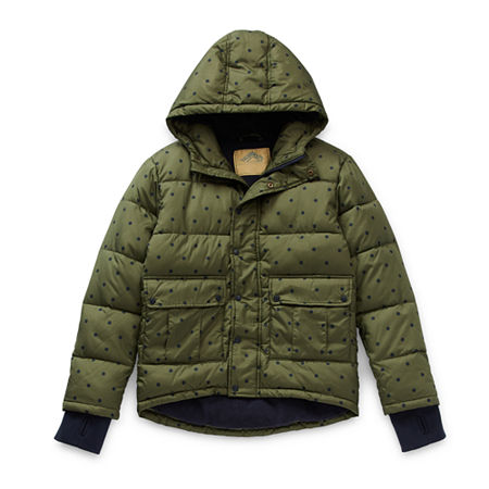 Thereabouts Little & Big Unisex Hooded Heavyweight Puffer Jacket, Large (14-16) , Green
