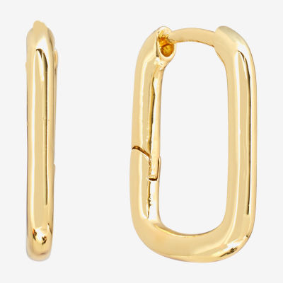 Silver Reflections Huggie Womens 22.8mm Rectangular Hoop Earrings