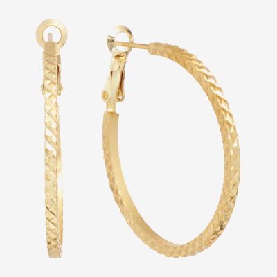 Textured 24K Gold Over Brass Hoop Earrings