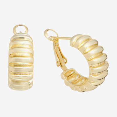 Ribbed 24K Gold Over Brass Hoop Earrings