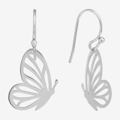 Silver Treasures Sterling Silver Butterfly Drop Earrings