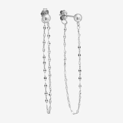 Silver Treasures Front And Back Chain Sterling Silver Drop Earrings