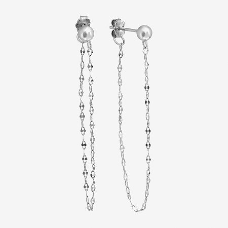 Silver Treasures Front And Back Chain Womens Sterling Silver Drop Earrings, One Size, Silver