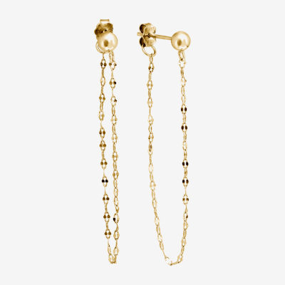 Silver Treasures Front And Back Chain 14K Gold Over Silver Drop Earrings