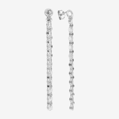 Silver Treasures Front And Back Mirror Chain Sterling Silver Drop Earrings