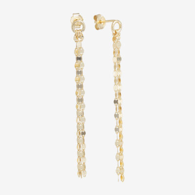 Silver Treasures Front And Back Mirror Chain 14K Gold Over Silver Drop Earrings