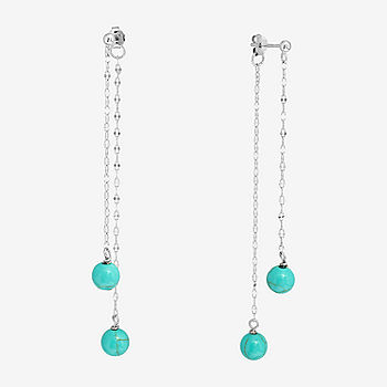Turquoise Bead Threader Earrings - Wholesale Silver Jewelry - Silver Stars  Collection