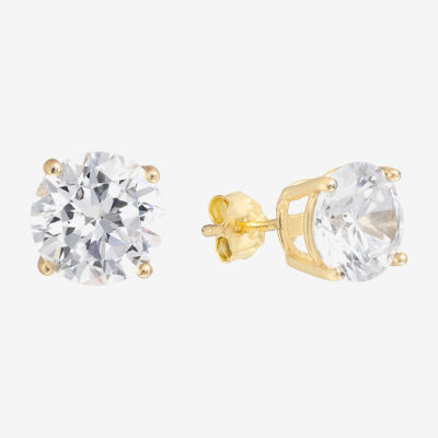 Silver Treasures Cubic Zirconia 14K Gold Over Silver 7.8mm Stud Earrings