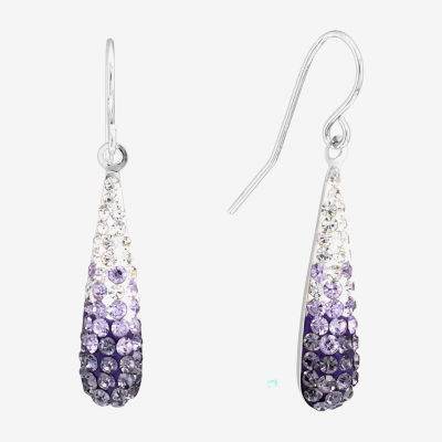 Silver Treasures Ombre Womens Multi Color Crystal Sterling Silver Drop Earrings
