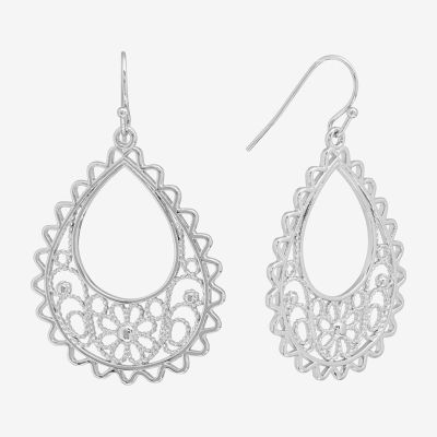 Filigree Pure Silver Over Brass Drop Earrings