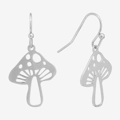 Silver Reflections Mushroom Pure Silver Over Brass Drop Earrings