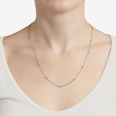 Silver Reflections Pure Over Brass Inch Bead Chain Necklace