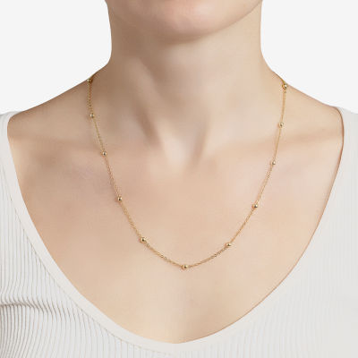 Silver Reflections 24K Gold Over Brass Inch Bead Chain Necklace