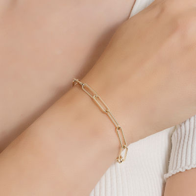 Silver Reflections 14K Gold Over Brass 7.25 Inch Paperclip Chain Bracelet