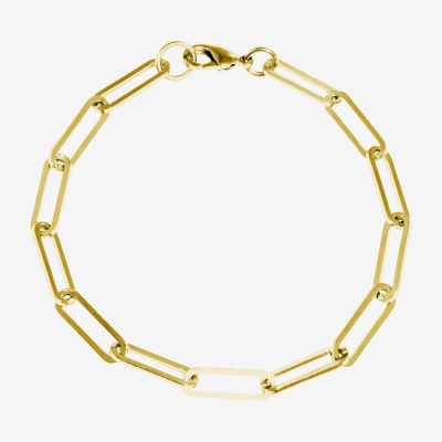 14K Gold Over Brass 7.25 Inch Paperclip Chain Bracelet