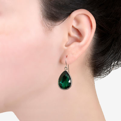 Sparkle Allure Red Crystal Pure Silver Over Brass Drop Earrings