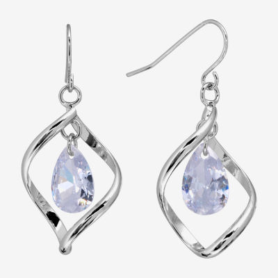 Sparkle Allure Crystal Pure Silver Over Brass Pear Drop Earrings