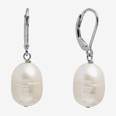 Silver Treasures Cultured Freshwater Pearl Sterling Silver Drop Earrings