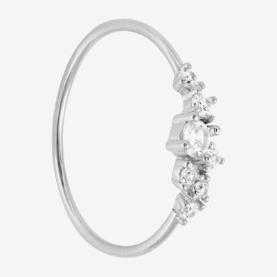 Silver Treasures Cluster Cubic Zirconia Sterling Silver Band