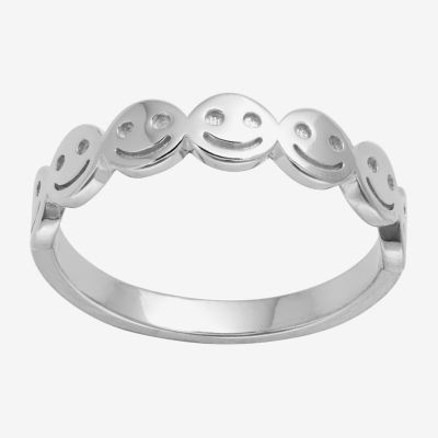 Silver Treasures Happy Face Sterling Silver Band