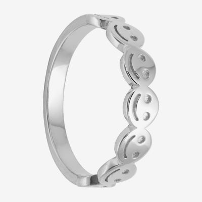 Silver Treasures Happy Face Sterling Silver Band