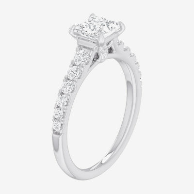 (G-H / Si1-Si2) Womens 1 3/8 CT. T.W. Lab Grown White Diamond 14K Gold Side Stone Engagement Ring