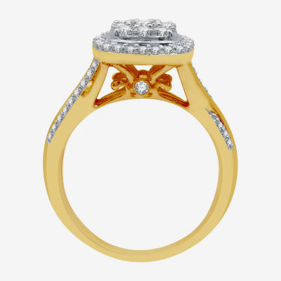 I Said Yes (H-I / I1) Womens 3/4 CT. T.W. Lab Grown White Diamond 14K Gold Over Silver Sterling Cushion Side Stone Halo Bridal Set