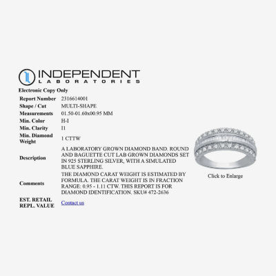 I Said Yes (H-I / I1) 1 CT. T.W. Lab Grown White Diamond Sterling Silver Anniversary Band