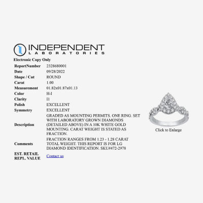 Signature By Modern Bride (H-I / I1) Womens 1 1/4 CT. T.W. Lab Grown White Diamond 10K Gold Pear Side Stone Halo Engagement Ring