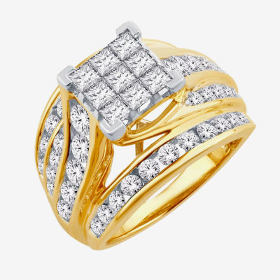 Womens 3 CT. T.W. Natural White Diamond 14K Gold Side Stone Bridal Set