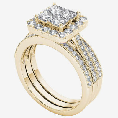 Womens 1 1/2 CT. T.W. Natural White Diamond 14K Gold Bridal Set