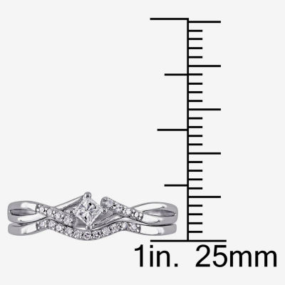 1/5 CT.T.W. Natural Diamond Bridal Ring Set Sterling Silver