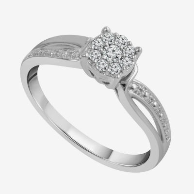 Promise My Love Womens 1/6 CT. T.W. Natural White Diamond Sterling Silver Round Promise Ring