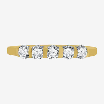 (H-I / I1) 1/2 CT. T.W. Lab Grown White Diamond 10K Gold 5-Stone Anniversary Band