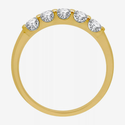 (H-I / I1) 1/2 CT. T.W. Lab Grown White Diamond 10K Gold 5-Stone Anniversary Band