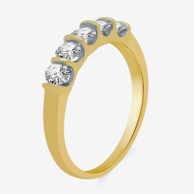 (H-I / I1) 1/2 CT. T.W. Lab Grown White Diamond 10K Gold 5-Stone Anniversary Band