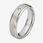  Personalized Mens Diamond-Accent 6mm Stainless Steel Wedding Band