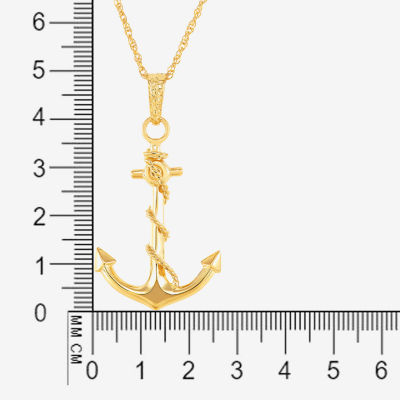 Gold Opulence Mens 10K Gold Anchor Pendant Necklace