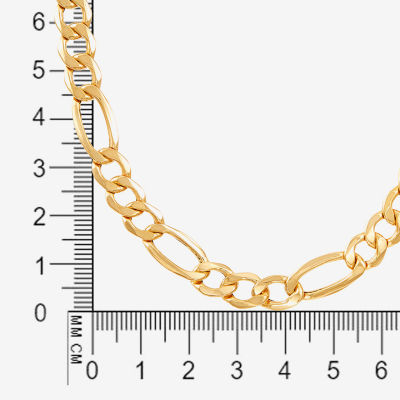 Mens 10K Yellow Gold 22" 7.5mm Hollow Figaro Chain Necklace