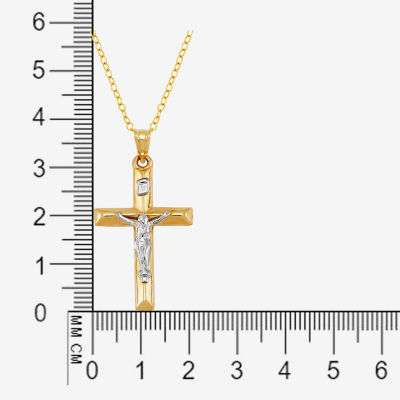 Religious Jewelry Crucifix Unisex Adult 14K Two Tone Gold Cross Pendant