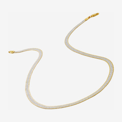 Made in Italy 24K Gold Over Silver Inch Solid Herringbone Chain Necklace