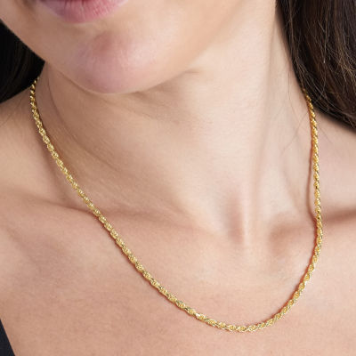 Made in Italy 24K Gold Over Silver 18 Inch Semisolid Rope Chain Necklace