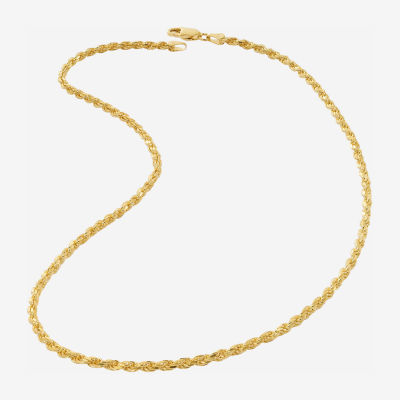 Made in Italy 24K Gold Over Silver 18 Inch Semisolid Rope Chain Necklace