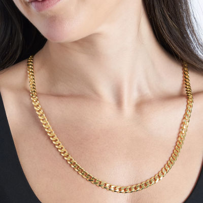 Made in Italy 24K Gold Over Silver 24 Inch Semisolid Curb Chain Necklace