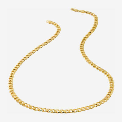 Made in Italy 24K Gold Over Silver 24 Inch Semisolid Curb Chain Necklace